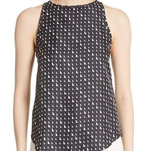 THEORY Black & White Silk Triangle Print Tank